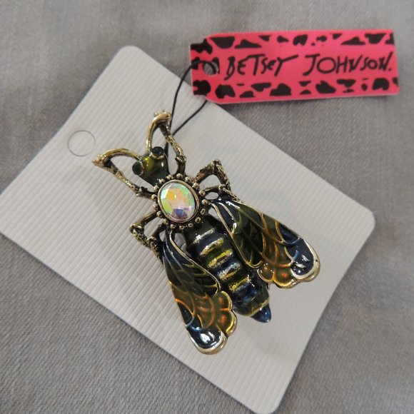 NWT Betsey Johnson Aurora Borealis Back Wasp Bee Brooch Pin - Picture 5 of 10